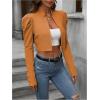imageMakeMeChic Womens Business Casual Blazers Long Puff Sleeve Open Front Work Office Cropped Blazer Suit JacketMustard Yellow