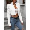 imageMakeMeChic Womens Business Casual Blazers Long Puff Sleeve Open Front Work Office Cropped Blazer Suit JacketWhite