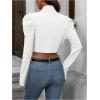 imageMakeMeChic Womens Business Casual Blazers Long Puff Sleeve Open Front Work Office Cropped Blazer Suit JacketWhite