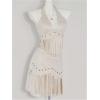imageMakeMeChic Womens Cowgirl Fringe Faux Suede Halter Tops Western Tie Backless Sleeveless Festival Rave TopApricot
