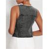 imageMakeMeChic Womens Denim Vest Tops Y2K Button Down V Neck Asymmetrical Crop Jean Vest JacketsDark Grey