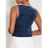 imageMakeMeChic Womens Denim Vest Tops Y2K Button Down V Neck Asymmetrical Crop Jean Vest JacketsDark Wash