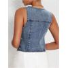 imageMakeMeChic Womens Denim Vest Tops Y2K Button Down V Neck Asymmetrical Crop Jean Vest JacketsLight Wash