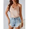 imageMakeMeChic Womens Draped Front Satin Bodysuit Sleeveless Spaghetti Strap Tank Tops ShirtsChampagne