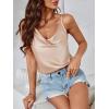 imageMakeMeChic Womens Draped Front Satin Bodysuit Sleeveless Spaghetti Strap Tank Tops ShirtsChampagne