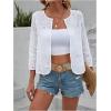 imageMakeMeChic Womens Eyelet Embroidery Open Front Cardigan Hollow Out 34 Length Sleeve Jacket White Large