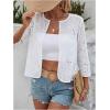 imageMakeMeChic Womens Eyelet Embroidery Open Front Cardigan Hollow Out 34 Length Sleeve Jacket White Large
