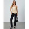 imageMakeMeChic Womens Faux Leather Strapless Tube Tops Asymmetrical Ruched Backless Corset Crop Going Out TopsApricot