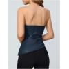 imageMakeMeChic Womens Faux Leather Strapless Tube Tops Asymmetrical Ruched Backless Corset Crop Going Out TopsBlue