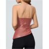 imageMakeMeChic Womens Faux Leather Strapless Tube Tops Asymmetrical Ruched Backless Corset Crop Going Out TopsDusty Pink