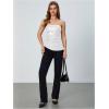 imageMakeMeChic Womens Faux Leather Strapless Tube Tops Asymmetrical Ruched Backless Corset Crop Going Out TopsWhite