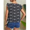 imageMakeMeChic Womens Floral Print Blouse Flutter Sleeve Ruffle Square Neck Summer Boho ShirtBlack