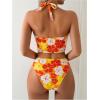 imageMakeMeChic Womens Floral Tankini Set Halter Ring Tie Backless Bathing Suit SwimsuitsOrange