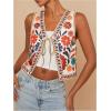 imageMakeMeChic Womens Floral V Neck Tank Top Sleeveless Tie Front Boho VestMulticolor