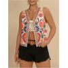 imageMakeMeChic Womens Floral V Neck Tank Top Sleeveless Tie Front Boho VestPlus Multicolor