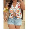 imageMakeMeChic Womens Floral V Neck Tank Top Sleeveless Tie Front Boho VestPlus White