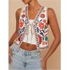 imageMakeMeChic Womens Floral V Neck Tank Top Sleeveless Tie Front Boho VestWhite