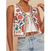 imageMakeMeChic Womens Floral V Neck Tank Top Sleeveless Tie Front Boho VestWhite