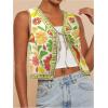 imageMakeMeChic Womens Floral V Neck Tank Top Sleeveless Tie Front Boho VestYellow