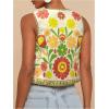 imageMakeMeChic Womens Floral V Neck Tank Top Sleeveless Tie Front Boho VestYellow