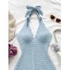 imageMakeMeChic Womens Halter Short Rompers Summer One Piece Jumpsuits Backless ShapewearBlue