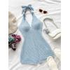 imageMakeMeChic Womens Halter Short Rompers Summer One Piece Jumpsuits Backless ShapewearBlue