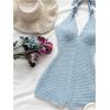imageMakeMeChic Womens Halter Short Rompers Summer One Piece Jumpsuits Backless ShapewearBlue