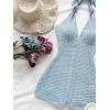 imageMakeMeChic Womens Halter Short Rompers Summer One Piece Jumpsuits Backless ShapewearBlue
