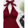 imageMakeMeChic Womens Halter Short Rompers Summer One Piece Jumpsuits Backless ShapewearBurgundy