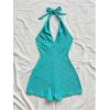 imageMakeMeChic Womens Halter Short Rompers Summer One Piece Jumpsuits Backless ShapewearGreen