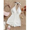 imageMakeMeChic Womens Halter Short Rompers Summer One Piece Jumpsuits Backless ShapewearSolid White