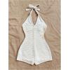 imageMakeMeChic Womens Halter Short Rompers Summer One Piece Jumpsuits Backless ShapewearSolid White