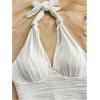 imageMakeMeChic Womens Halter Short Rompers Summer One Piece Jumpsuits Backless ShapewearWhite Solid