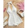 imageMakeMeChic Womens Halter Short Rompers Summer One Piece Jumpsuits Backless ShapewearWhite Solid