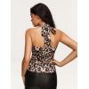 imageMakeMeChic Womens Halter Top Sleeveless Twist Front Going Out Tops Summer ShirtLeopard