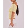 imageMakeMeChic Womens Lace Off The Shoulder Tank Ruched Sleeveless Fitted Going Out Crop TopsLace Yellow
