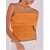imageMakeMeChic Womens Lace Off The Shoulder Tank Ruched Sleeveless Fitted Going Out Crop TopsOrange