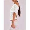 imageMakeMeChic Womens Lace Off The Shoulder Tank Ruched Sleeveless Fitted Going Out Crop TopsWhite