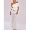 imageMakeMeChic Womens Lace Off The Shoulder Tank Ruched Sleeveless Fitted Going Out Crop TopsWhite
