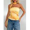 imageMakeMeChic Womens Leopard Print Mesh Tube Top Strapless Sleeveless Ruched Bandeau Crop Tops with ScarfYellow