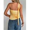 imageMakeMeChic Womens Leopard Print Mesh Tube Top Strapless Sleeveless Ruched Bandeau Crop Tops with ScarfYellow