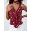 imageMakeMeChic Womens Polka Dots Halter Top V Neck Ruffle Backless Camisole with ScarfBurgundy
