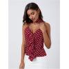 imageMakeMeChic Womens Polka Dots Halter Top V Neck Ruffle Backless Camisole with ScarfBurgundy