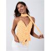 imageMakeMeChic Womens Polka Dots Halter Top V Neck Ruffle Backless Camisole with ScarfYellow