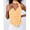 imageMakeMeChic Womens Polka Dots Halter Top V Neck Ruffle Backless Camisole with ScarfYellow