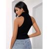 imageMakeMeChic Womens Sleeveless Turtleneck Sweater Top Crop Backless Mock Neck TopsBlack