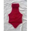 imageMakeMeChic Womens Sleeveless Turtleneck Sweater Top Crop Backless Mock Neck TopsRed Fuzzy