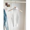 imageMakeMeChic Womens Sleeveless Turtleneck Sweater Top Crop Backless Mock Neck TopsWhite
