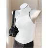 imageMakeMeChic Womens Sleeveless Turtleneck Sweater Top Crop Backless Mock Neck TopsWhite