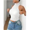 imageMakeMeChic Womens Sleeveless Turtleneck Sweater Top Crop Backless Mock Neck TopsWhite